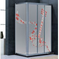 Corner Shower Enclosures Glass With Silk Screen Flowers, 6mm 8mm 10mm Decorative Frost Tempered Glass